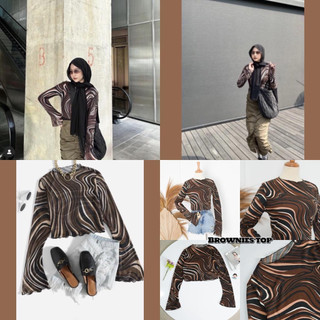 JDF - ON - Marble Brownies Rib Longsleeve Crop Lengan Panjang