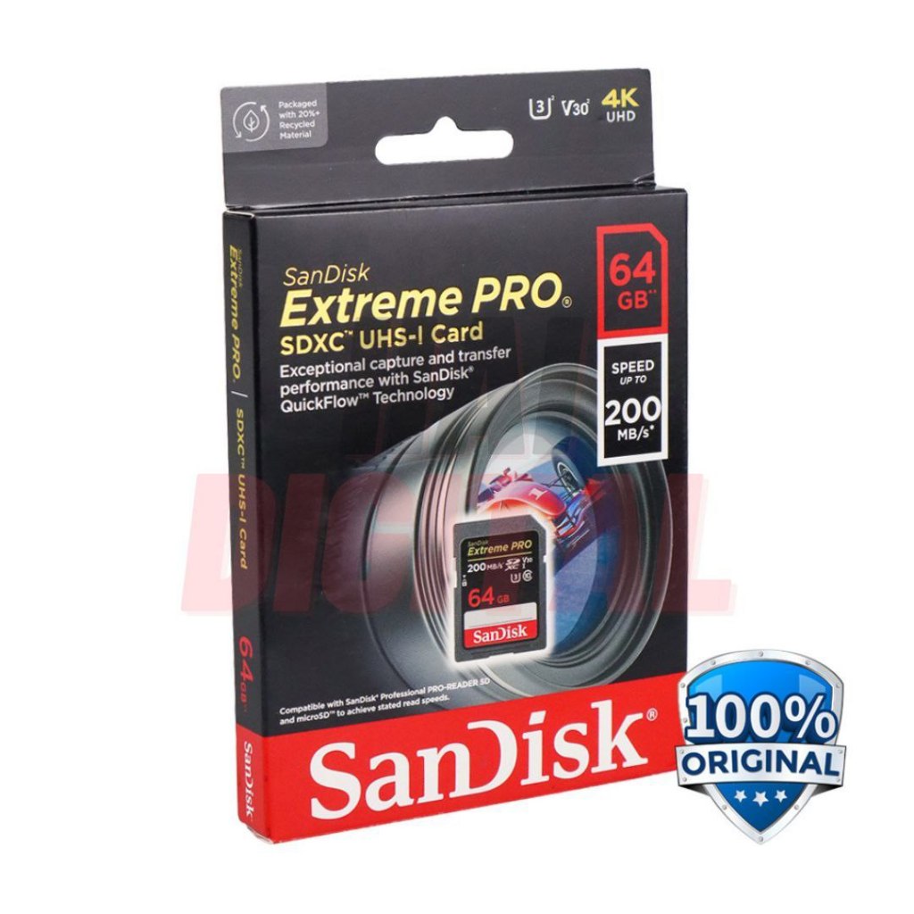 Sandisk Extreme PRO SDXC HC UHS-I การ์ดหน่วยความจํากล้อง DSLR ไร้กระจก 200MB/s 64GB 64GB