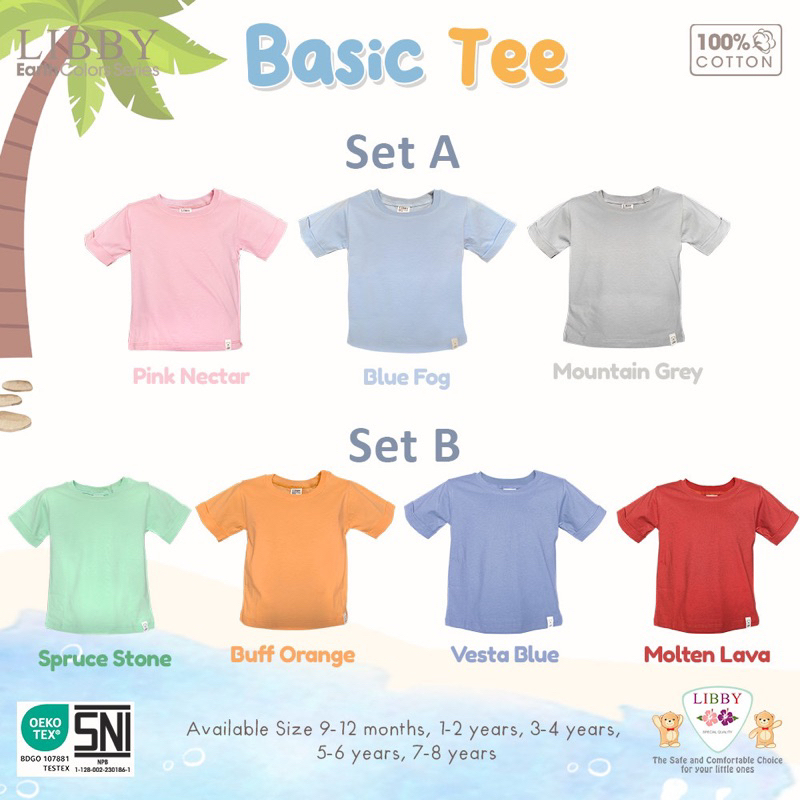 Katun Libby Earth เสื้อยืดผ้าฝ้ายเด็ก Unisex 9 เดือน-12 ปี Basic Tee Series 2 (1 ชิ้น)-เสื้อยืดเด็กช