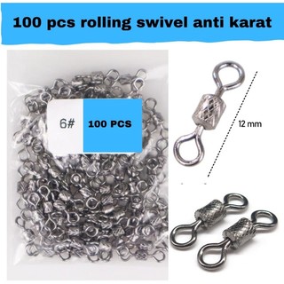 kili kili pancing rolling swivel tahan karat isi 100pcs