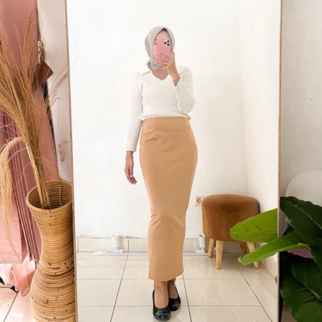 Putih Forbw/WHITE SCUBA SKIRT/WHITE SPAN SKIRT/WHITE SKIRT/LONG SPAN SKIRT/WHITE SKIRT