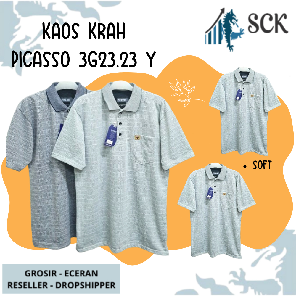 PICASSO เสื้อยืดคอกลมผู้ชาย 3G2323Y 3F2329X 3IP2332H / เสื้อยืดคอกลมผู้ชาย / เสื้อยืด Jumbo Dotted S