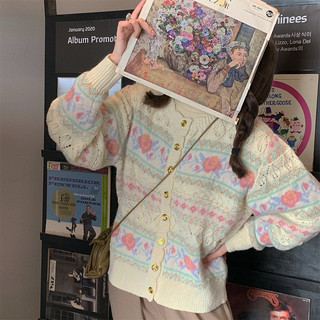 CLASSIC FLOWER CARDI KOREAN CARDIGAN SWEATHER KOREA SWEATER WANITA BAHAN RAJUT PREMIUM