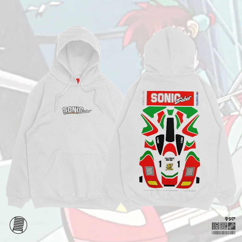 Hoodie Sonic Saber Tamiya Lets และ Go Mini 4wd Old School การ์ตูน 90s อะนิเมะมังงะ Wibu ญี่ปุ่น DJA 