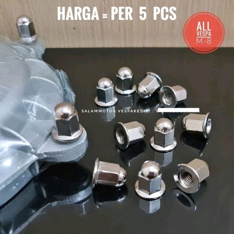 น๊อตขอบ Vespa น๊อตดรัม Vespa M8 คีย์ 12 หมวกโครเมียม/ฝาปิด px ps super excel sprint pts vbb