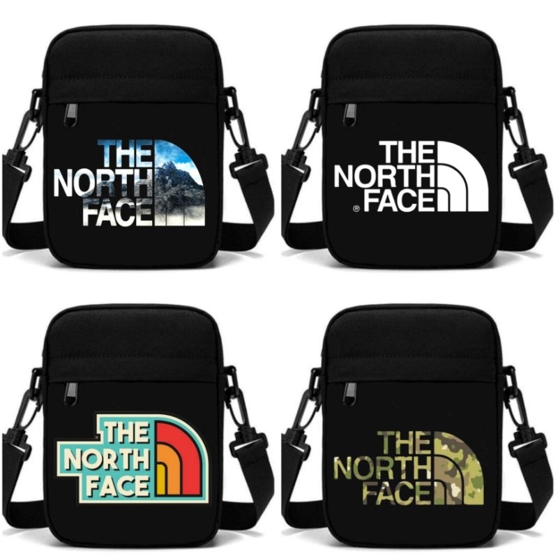 Hitam The North Face Distro กระเป๋าสะพายไหล่ ผ้าแคนวาส 100% ขนาดมินิ ลายโลโก้ The North Face สีดํา