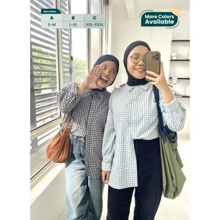 Ixora Bora Oversized Shirt - Kemeja Wanita Oversize Lengan Panjang Kotak-kotak