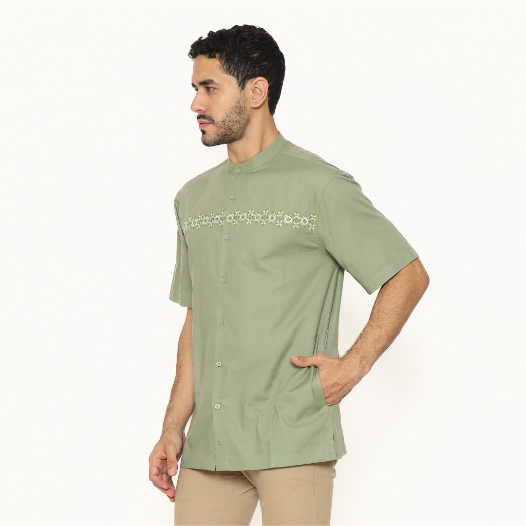 KEMEJA ใหม่ล่าสุด AMK MENS SHORT-SLEEVED KOKO SHIRT KK SALIM S/S SAGE GREEN