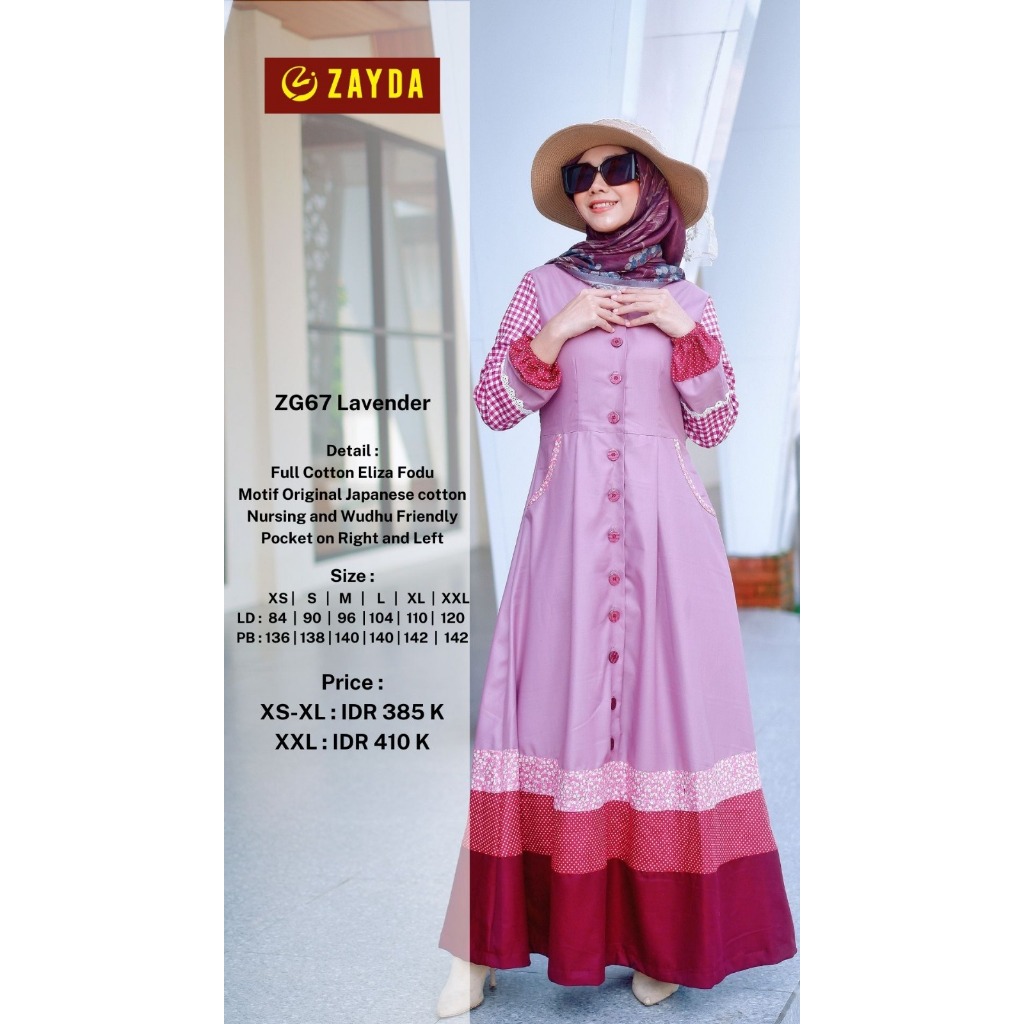 Gamis ZAYDA ZG 67 LAVENDER โดย ZAYDA MOSLEM WEAR ORIGINAL MODERN TRENDY ELEGANT MODIS EXCLUSIVE