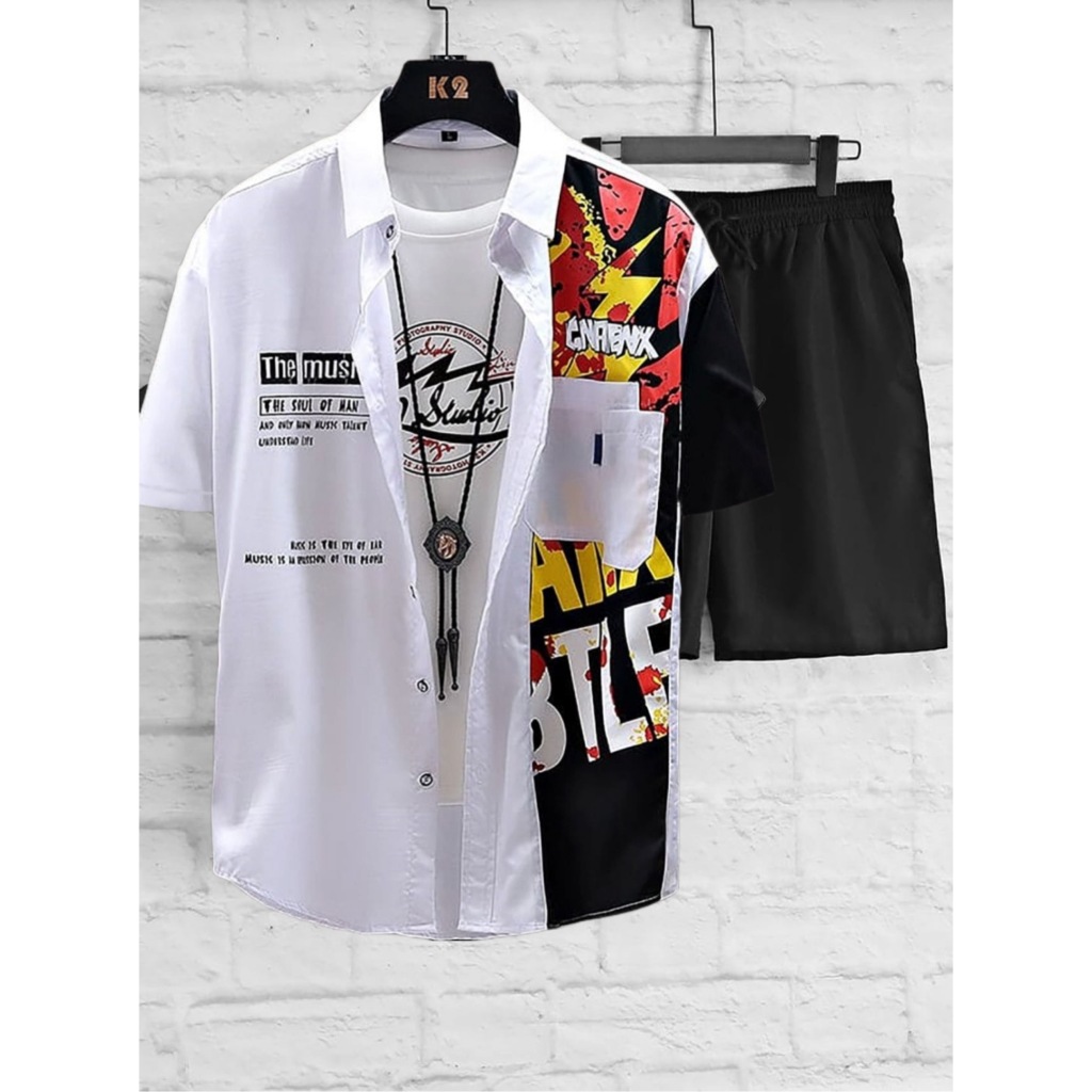 KEMEJA Music Shirt Set MLXL.XXL Short Sleeve and Mens Shorts