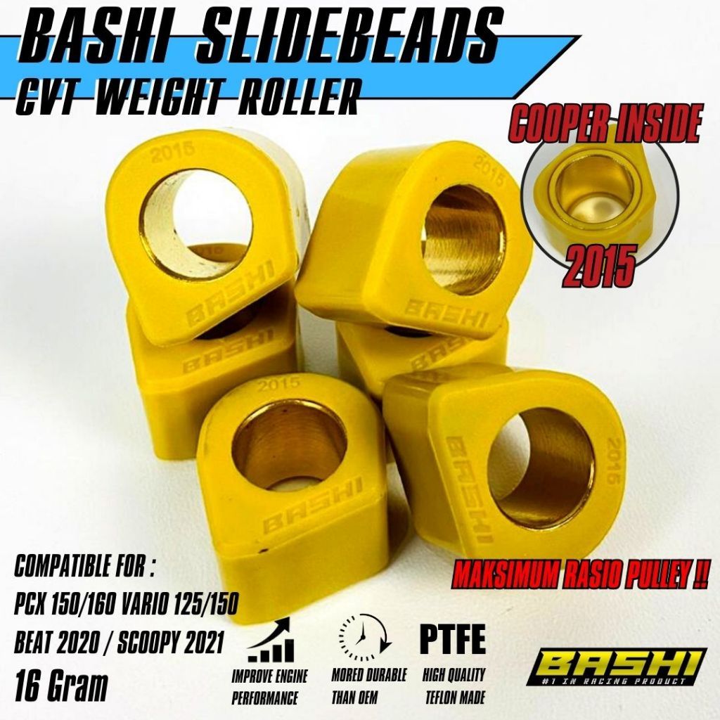 ลูกกลิ้งเลื่อน BASHI PCX 150/160 BEAT 2020 VARIO 125/150 SCOOPY21 H02 CVT RACING SLIDEBEADS