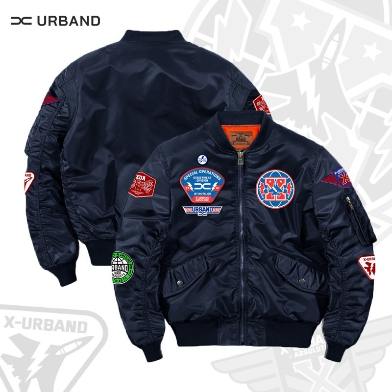 X Urband Absolute เสื้อแจ็คเก็ตบอมเบอร์ปักเต็มกันน้ํา A493