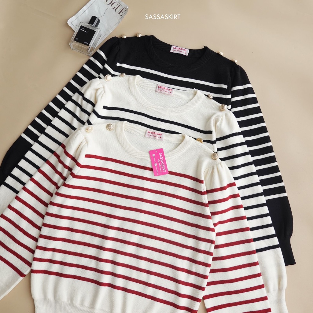 KEMEJA Willow Knit Blouse by Sassaskirt/ชุดถัก/เสื้อผู้หญิง/เสื้อถัก/เสื้อถักผ้าฝ้าย