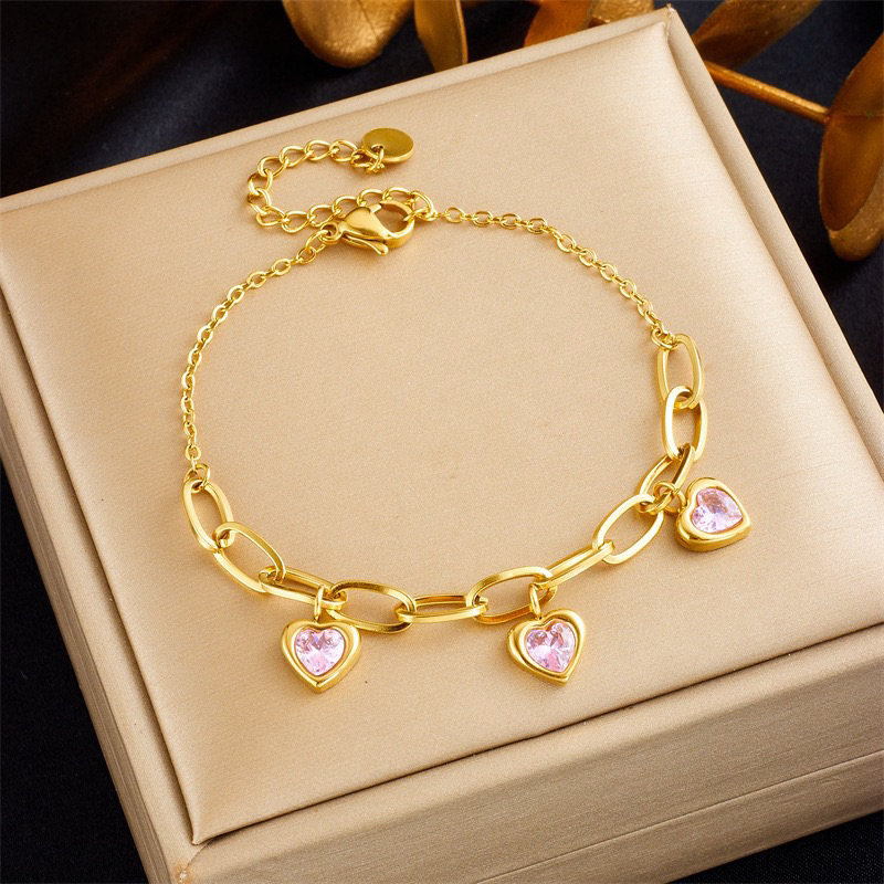 Mata 18k gold Plated Pink Titanium Eye LoVe Bracelet /gold
