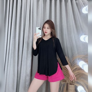 Kaos oversize lengan 7/8 | Kaos lengan panjang | blouse oversize slit