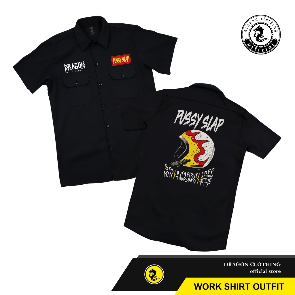 Kemeja HITAM Biker PUSSY SLAP Black Shirt Workshirt | เสื้อ Pdh Distro | เสื้อผ้ามังกร