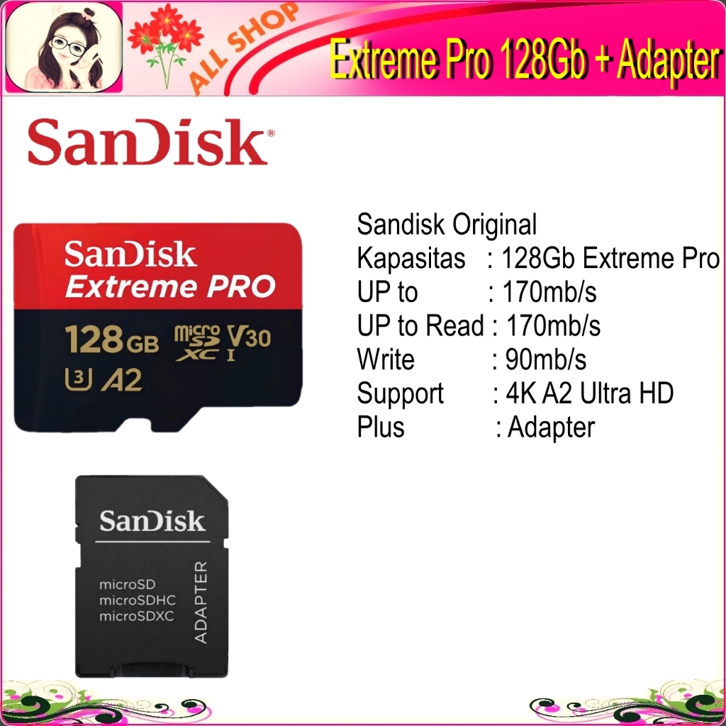 Sandisk extreme pro กล้องแอคชั่น 128GB 170mb/S A2 สําหรับโดรน