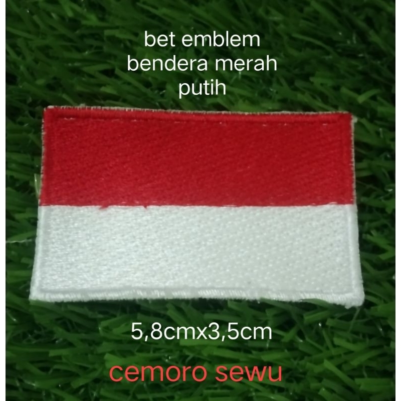 MERAH ตราสัญลักษณ์ปักสีแดงและสีขาว bet 5.8cm x 3.5cm