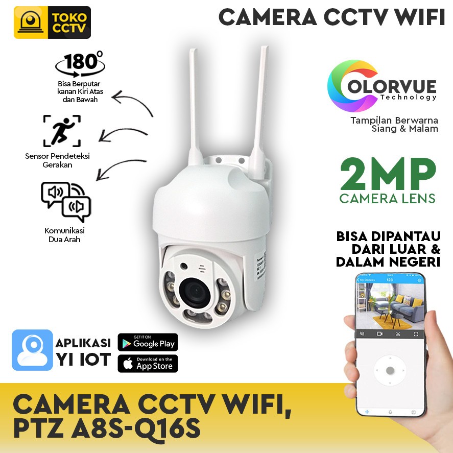 กล้องวงจรปิด WIFI กล้อง PTZ OUTDOOR A8S 2MP / 1080 Full HD | Colorvue Technology Waterproof Two Way 