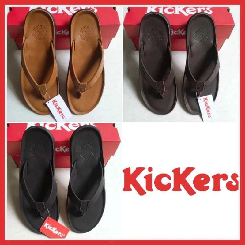 รองเท้าแตะผู้ชาย Kickers - รองเท้าแตะหนัง Kickers - รองเท้าแตะผู้ชาย Kickers ดั้งเดิม หนังแท้