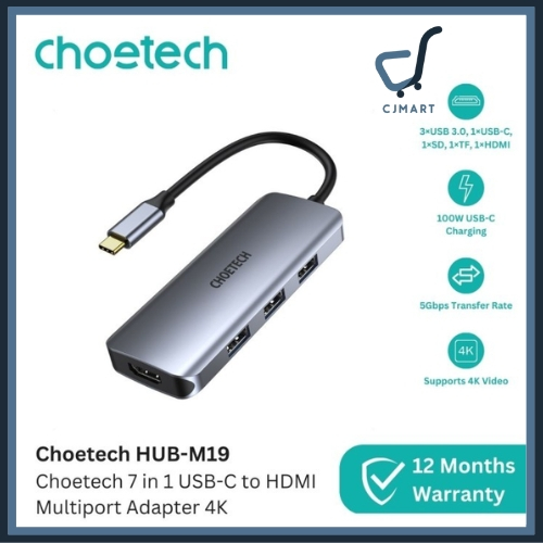 Choetech HUB-M19 7-In-1 USB-C พอร์ต Thunderbolt 4K HDMI USB 3.0