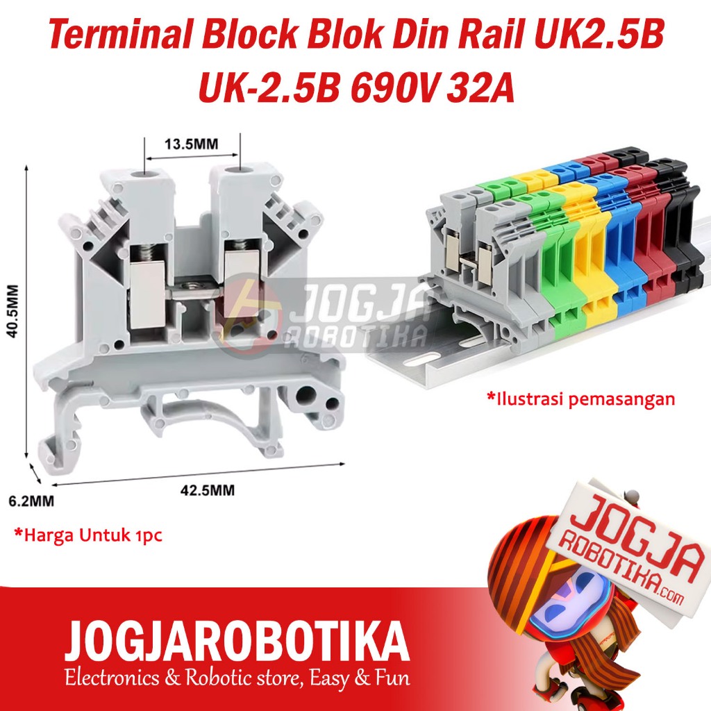 เทอร์มินัลบล็อกบล็อก Din Rail UK2.5B UK3N UK5N UK6N UK10N UK16N 800V Stopper TAB End Clamp Marking L