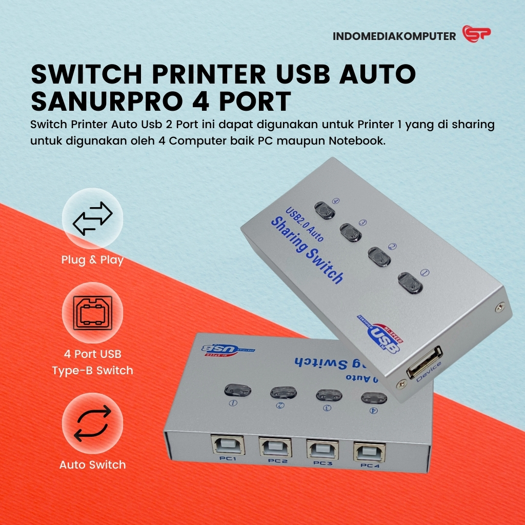 4 PORT AUTO USB PRINTER SWITCH 4 PORT AUTO USB PRINTER SWITCH 4 PORT AUTO USB PRINTER
