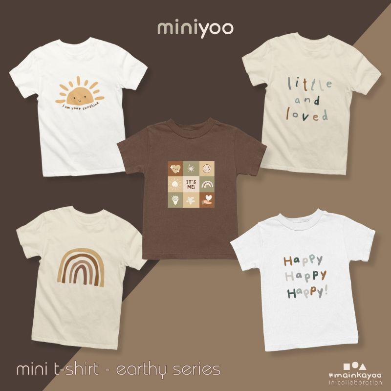 Miniyoo - Kaos Anak Aesthetic Earth Tone Series เสื้อยืดเด็กผู้หญิง Baju Boys Girls