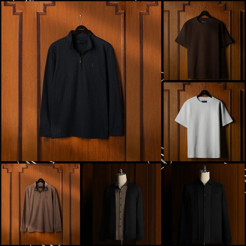 [ซีลของแท้] Rucas Tailor V1/V2/V3 RUCAS เสื้อโปโล แขนยาว ผ้าถัก ลายทาง RUCAS "Two In One"