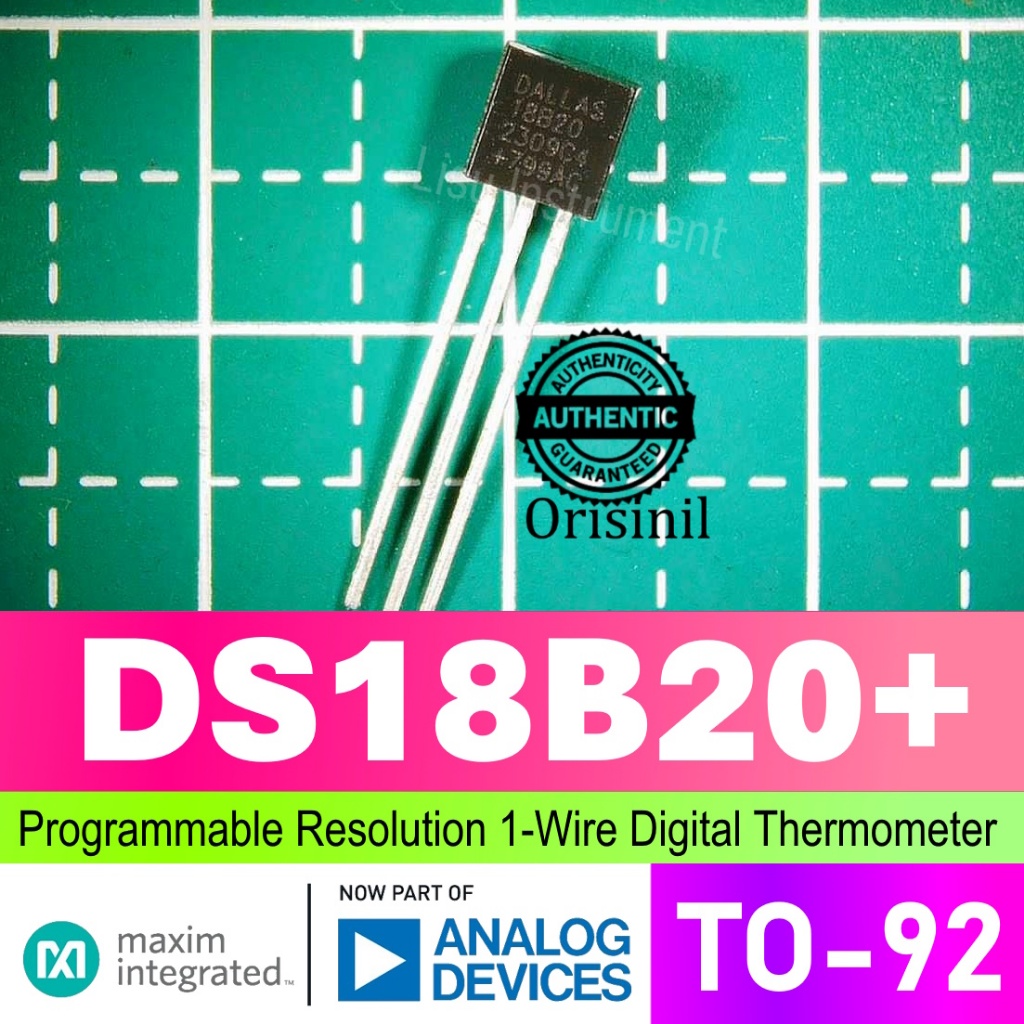 DS18B20+ ความละเอียดตั้งโปรแกรมได้ 1 สาย Digital Temperature 18B20 DS18B20 TO-92 อุปกรณ์อะนาล็อก ORI