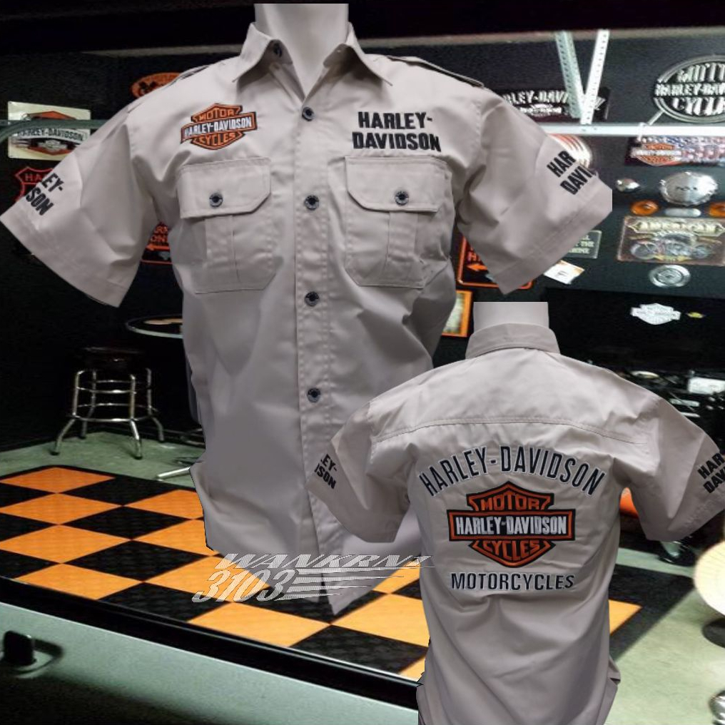 KEMEJA WanKrn1 HD Motor Cicle Cream Art Shirt 926A