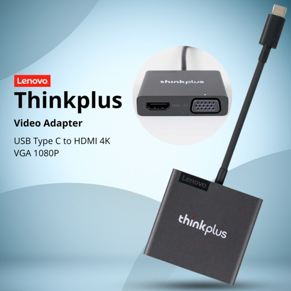 Thinkplus Converter 3in1 อะแดปเตอร์ USB Type C เป็น VGA HDMI USB 3.0 4K 1080P