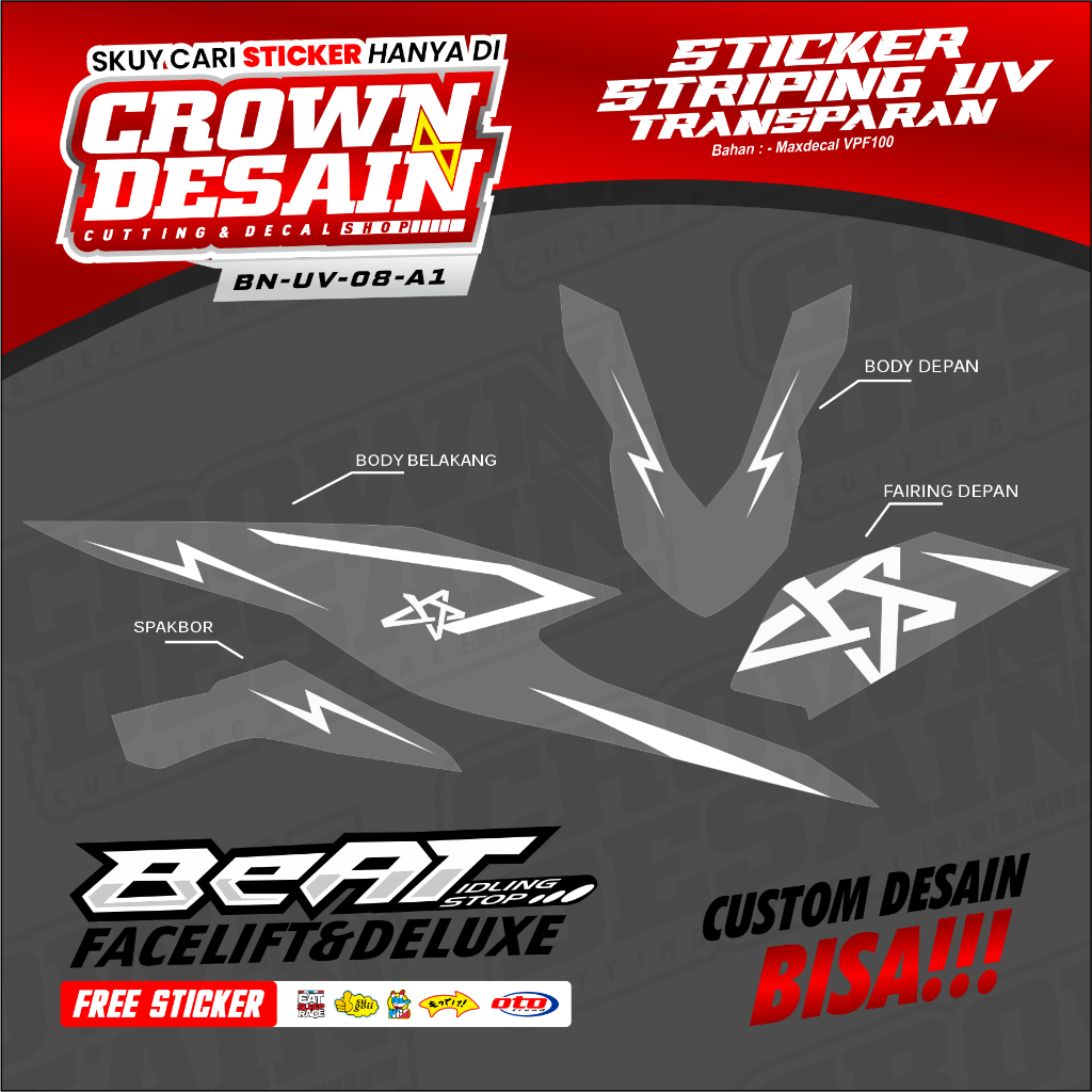 Beat New/Street New Beat Deluxe Racing Motif Striping Sticker - ล่าสุด Beat UV Striping Maxdecal Cle