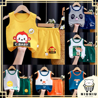 NIUNIU BABY BAJU BAYI OBLONG TANPA LENGAN UMUR 0-5 TAHUN SETELAN ANAK KATUN