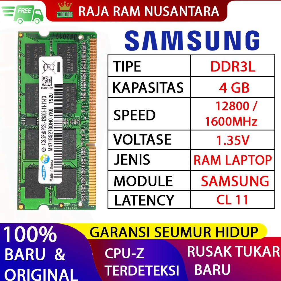 Art S45N RAM MEMORY SAMSUNG NOTEBOOK LAPTOP DDR3L 4GB ใหม ่