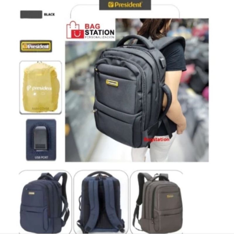 PRESIDENT 21L ORIGINAL BLACK LAPTOP BACKPACK PRESIDENT ORIGINAL LAPTOP BACKPACK กระเป๋าเป้ผู้ชาย