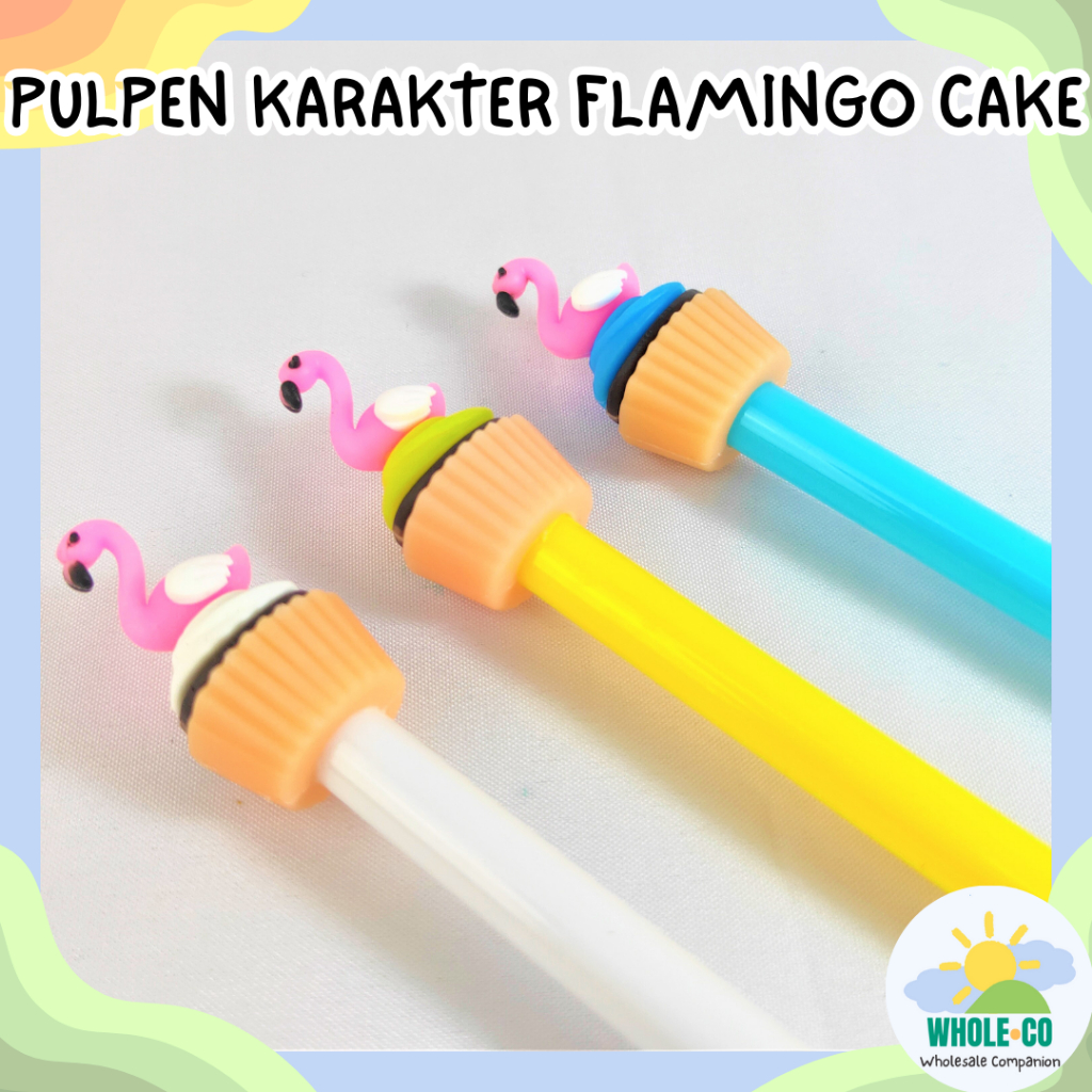 Flamingo Cup Cake Character Gel Pen Premium Animal Bird Cake Bowl น่ารักที่ไม่ซ้ํากันขายส่ง PGK-1071