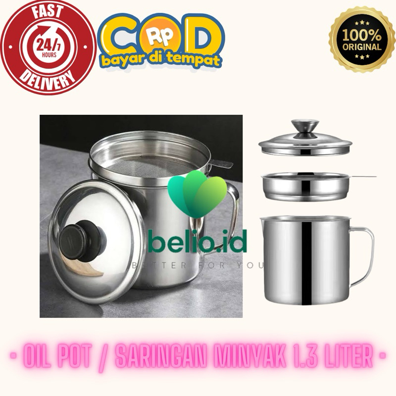 [belio.id] หม้อน้ํามัน OILPOT กรองน้ํามันทําอาหารสแตนเลส 1.3 ลิตร ซ้ายภาชนะปรุงอาหารมือสองภาชนะสแตนเ