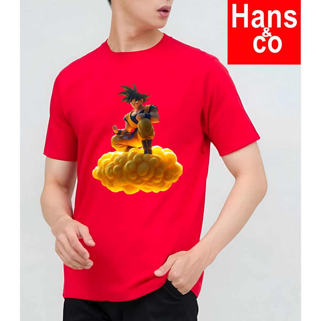 KATUN Premium เสื้อยืดผู้ชาย 3D พร้อม Goku Cloud Kinton Motif, 24s Cotton T-Shirt H0330 By Hans & Co