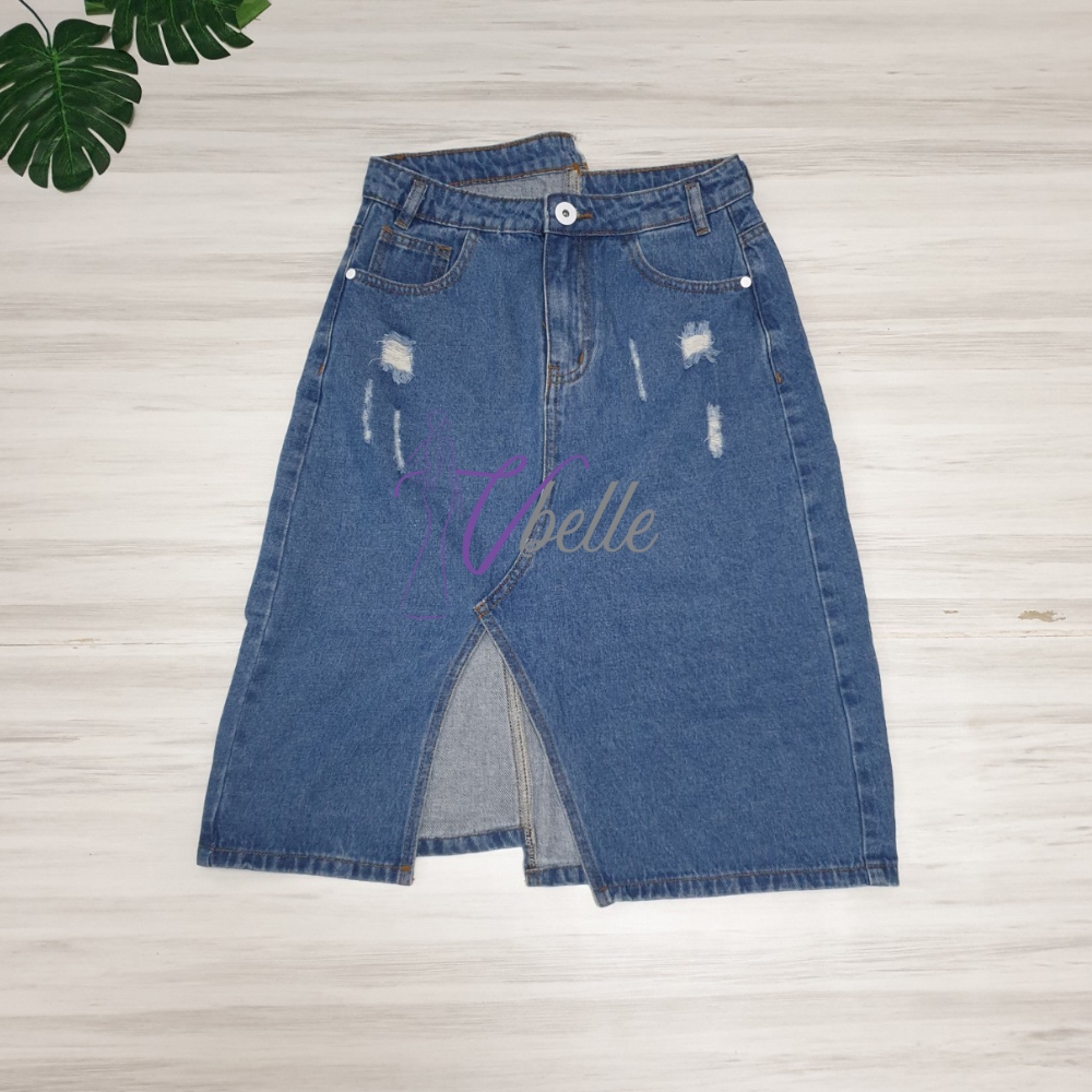 กระโปรงยีนส์ผ่า Ihappy