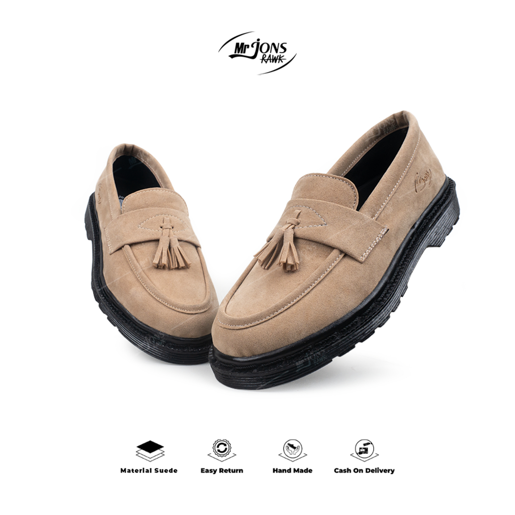 Mr.Jonsrawk Official - Mens Womens Casual Cream Leather Penny Loafers Shoes