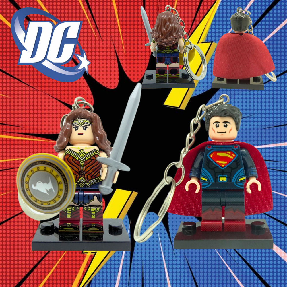 GANTUNGAN พวงกุญแจคู่รัก 2 ชิ้น Minifigure Superman & Wonder Woman | พวงกุญแจคู่รัก | ซีรีส์ DC