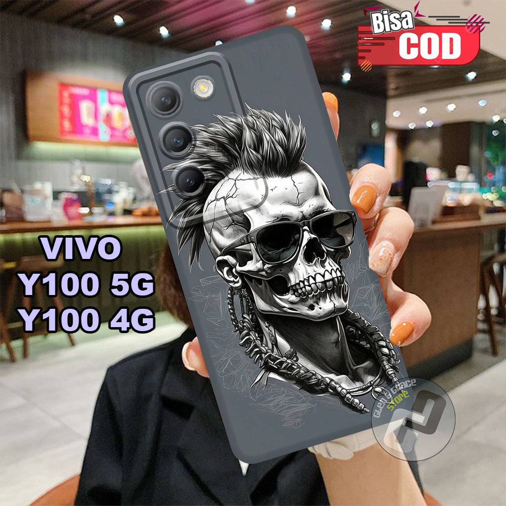 Hp เคสกล้อง VIVO Y100 5G pro ใหม่ล่าสุด 2024 - เคสซิลิโคน Y100 4G 2024 - SKULL Motif - Y100 Softcase