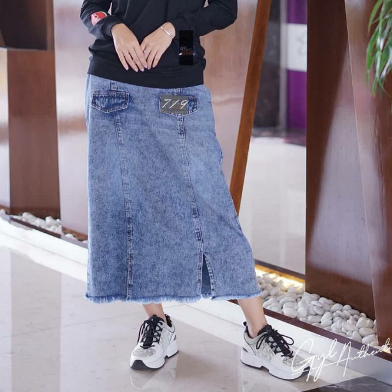 STANDARD JEANS SKIRT / 7/8 JEANS SKIRT / SKIRT BOTTOM / VIRAL JEANS SKIRT