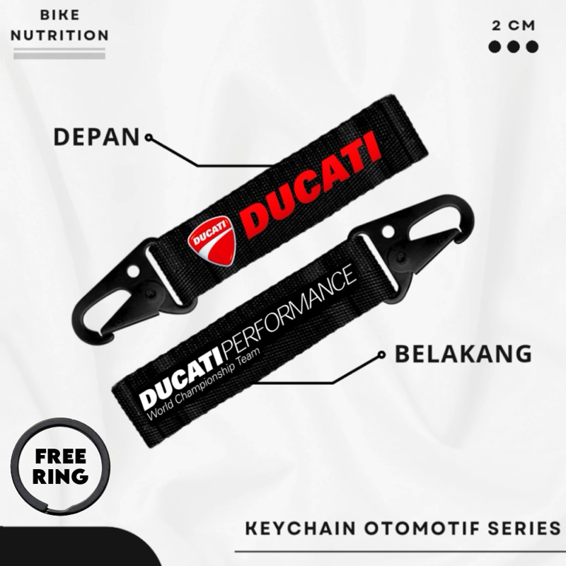 Gantungan DUCATI KEYCHAIN พวงกุญแจ DUCATI KEY CHAIN วัสดุ DUCATI WEBBING ทําให้ Cool และ STYLISH