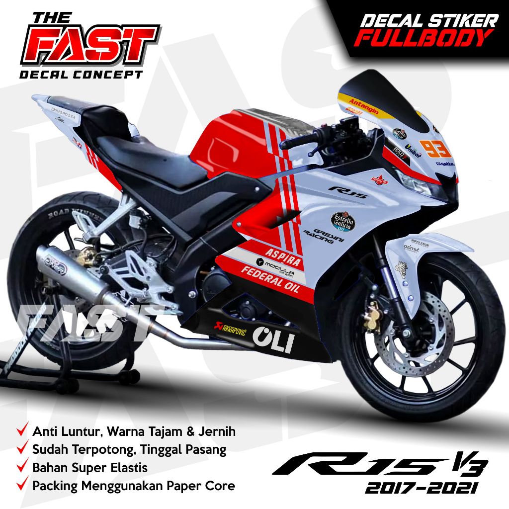 รูปลอก stick4er เต็มตัว r15 v3 motif ล่าสุดสามารถปรับแต่งได้