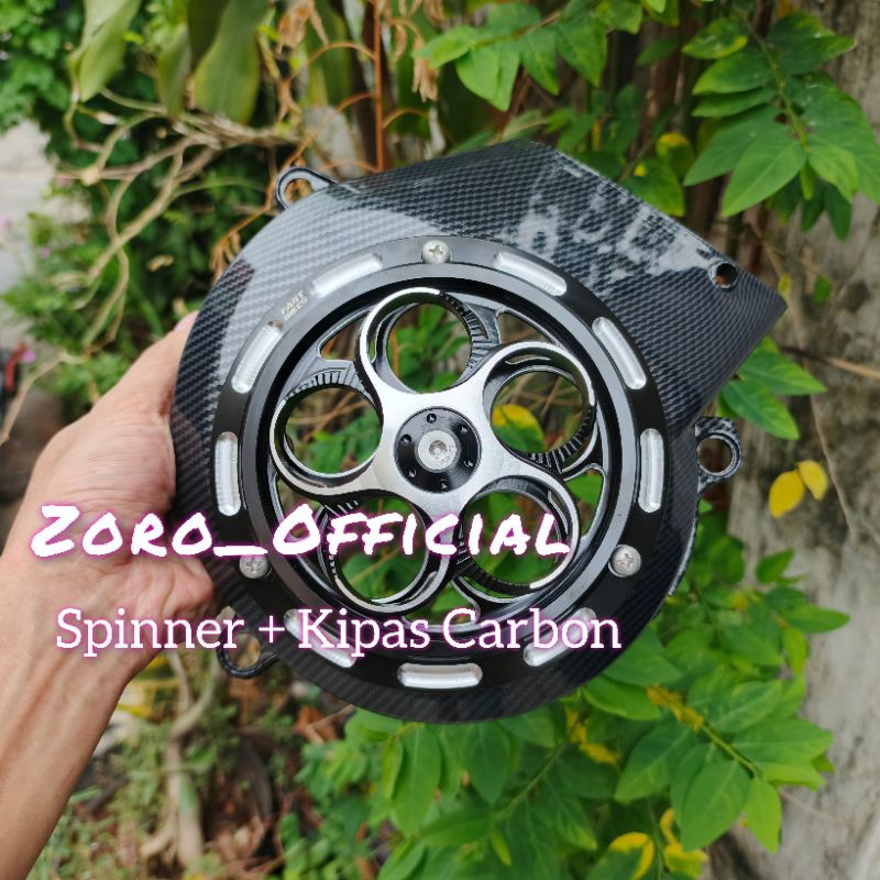 Cnc Spinner + ฝาครอบพัดลมคาร์บอนสําหรับ Mio / Mio Sporty / Mio Soul / Mio Smile / Nouvo Carbon ZORO