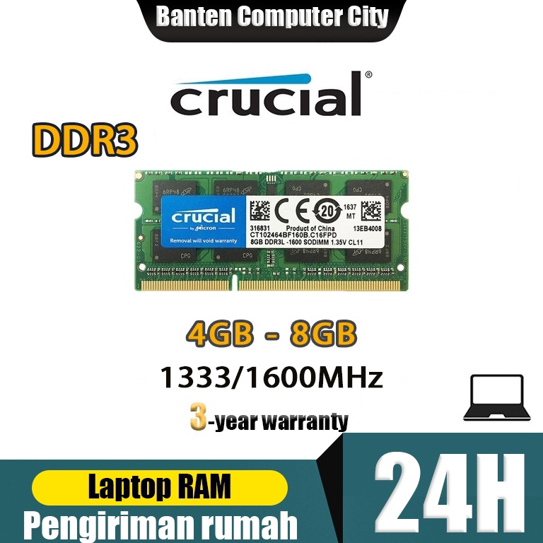 โอเค Pr Delivery Notebook DDR3L RAM 4GB 8GB Crucial แล ็ ปท ็ อป RAM 135V DDR3 16MHZ SODIMM PC3128 หน ่ วยความจําสําหรับโน ้ ตบุ ๊ ค