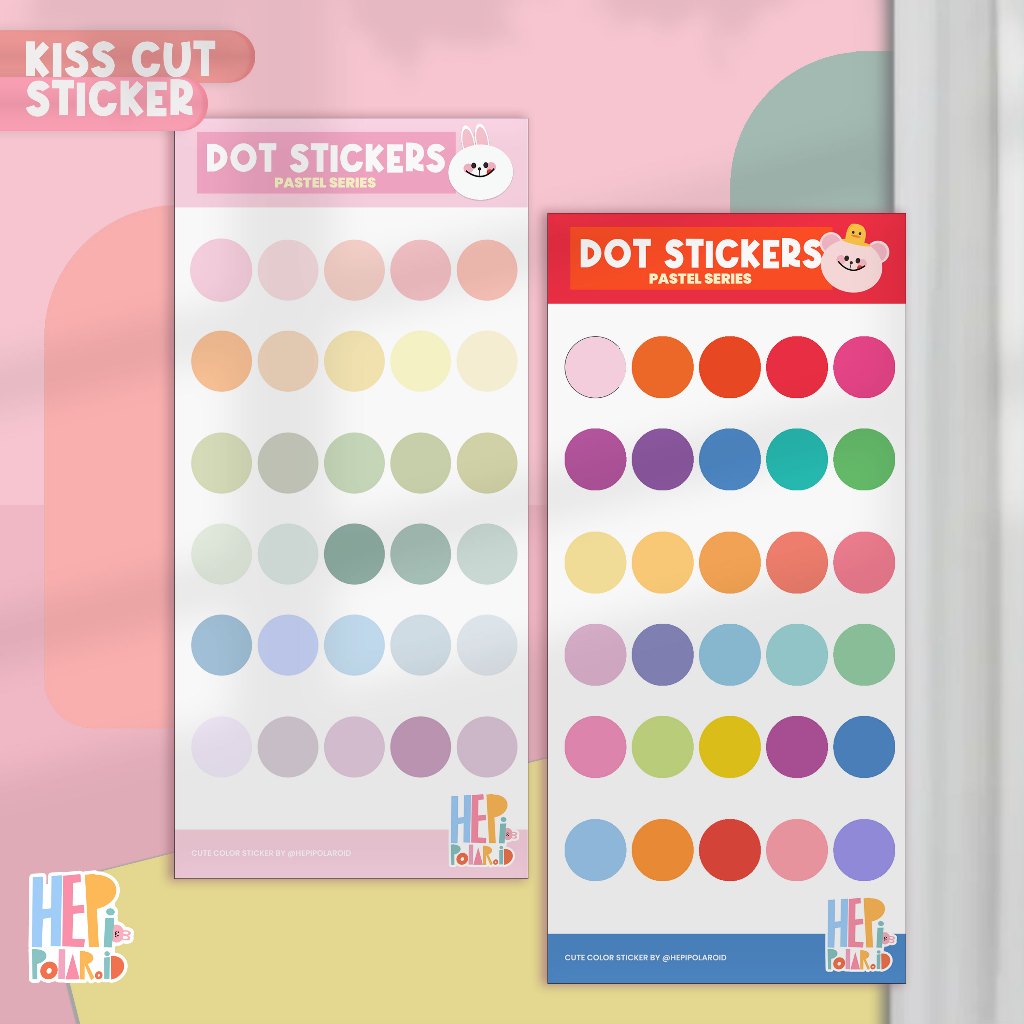 DOT/ROUND STICKERS COLOR PALETTE SCRAPBOOK DIY Tumblr น่ารัก