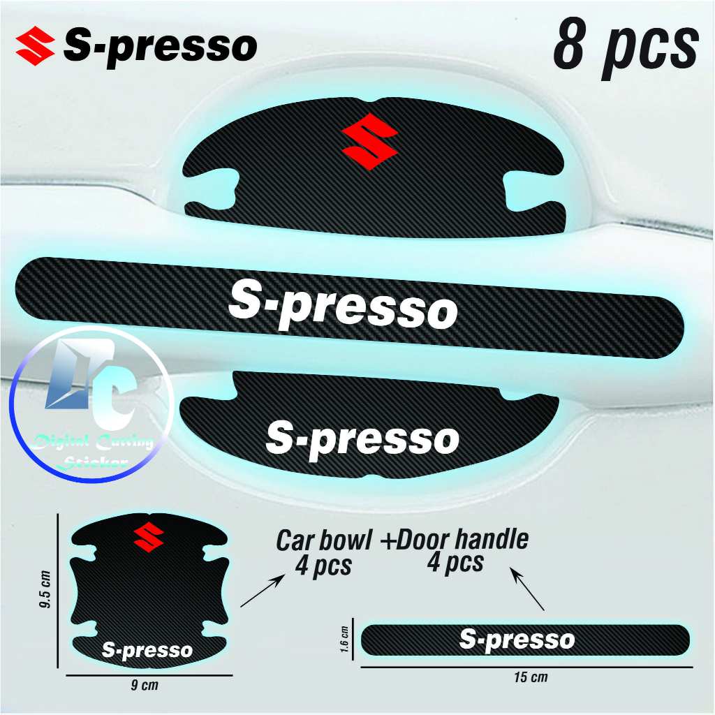 8 ชิ้น/เซ็ต Suzuki S-presso รถ Handle Protector สติกเกอร์ 3d วัสดุคาร์บอนสําหรับ Suzuki S-spresso